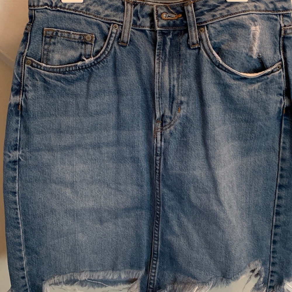 Ripped Denim Skirt